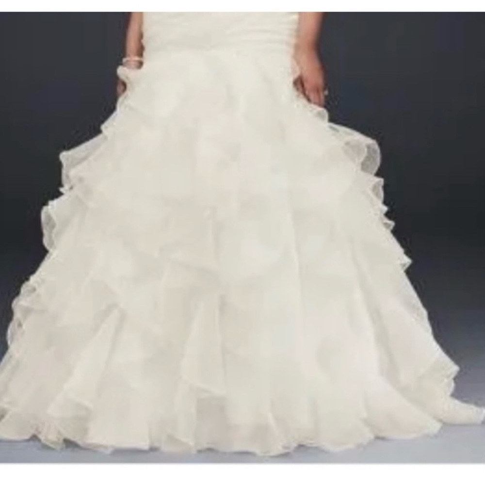 David's Bridal Organza Fit and Flare Gown with Vertical Ruffle size 12 - Picture 2 of 8
